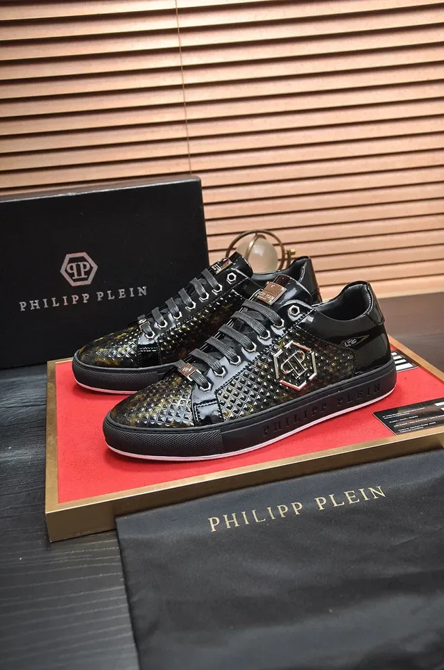 Philipp Plein Tênis Lifestyle Preto Dourado Couro patentado brilhante Overlay texturizado pele de serpente Tênis lifestyle 2