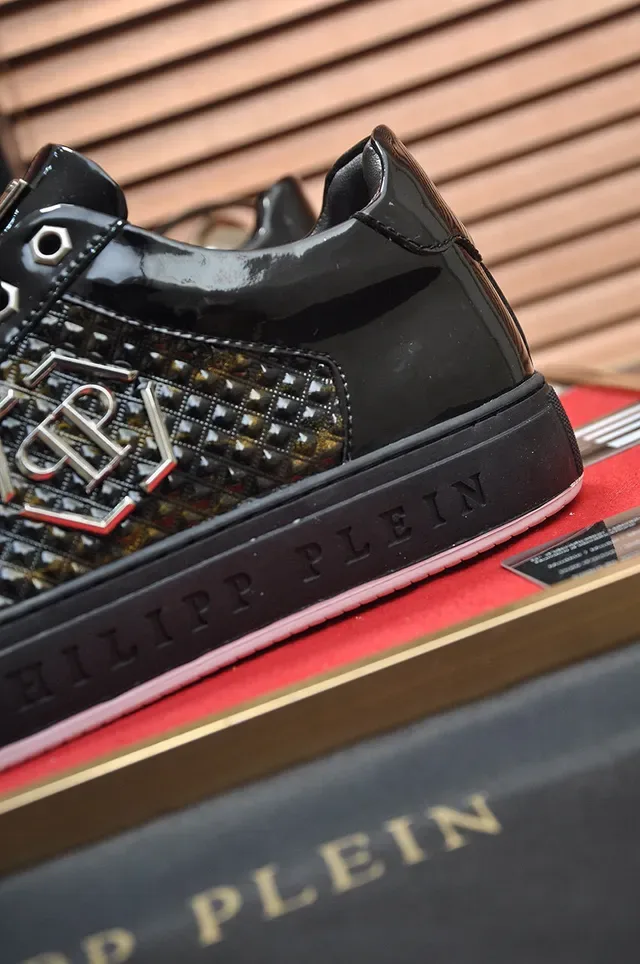 Philipp Plein Tênis Lifestyle Preto Dourado Couro patentado brilhante Overlay texturizado pele de serpente Tênis lifestyle 3