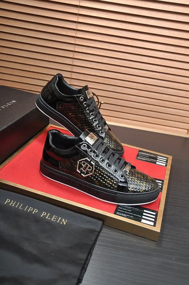 Philipp Plein Tênis Lifestyle Preto Dourado Couro patentado brilhante Overlay texturizado pele de serpente Tênis lifestyle 6