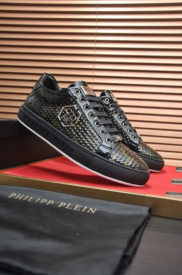 Philipp Plein Tênis Lifestyle Preto Dourado Couro patentado brilhante Overlay texturizado pele de serpente Tênis lifestyle 8