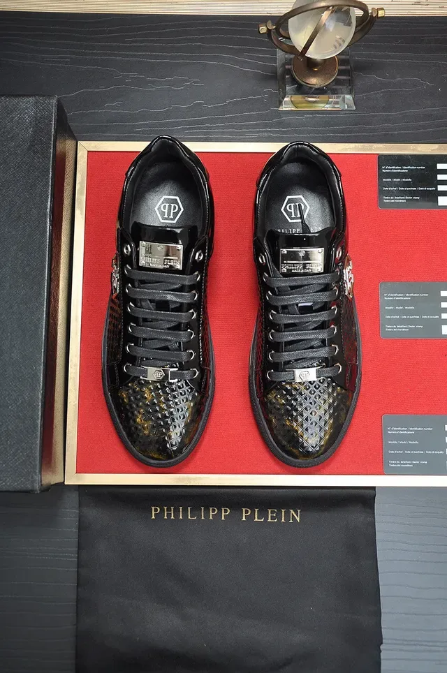 Philipp Plein Tênis Lifestyle Preto Dourado Couro patentado brilhante Overlay texturizado pele de serpente Tênis lifestyle 9