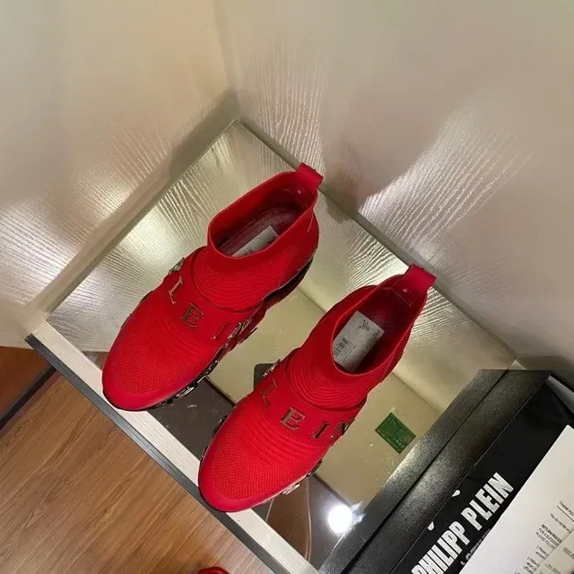 Philipp Plein Speed Runner Baskets lifestyle à emboîtement chaussette rouge 2