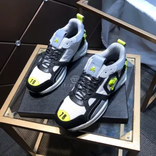 Philipp Plein सफेद काला सोल खोपड़ी का मोटिफ मोटा स्नीकर