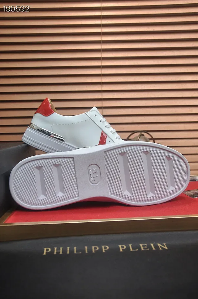 Philipp Plein White Red Leather Upper Hexagonal Logo Plaque Lifestyle Sneakers 2