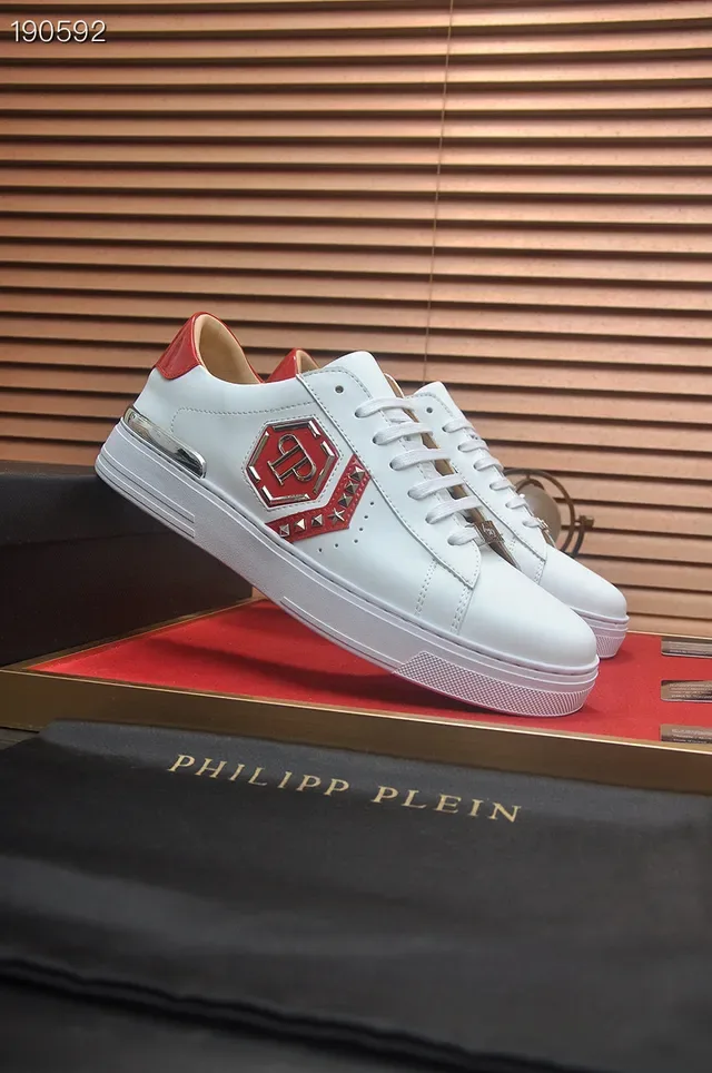 Philipp Plein White Red Leather Upper Hexagonal Logo Plaque Lifestyle Sneakers 7