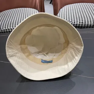 Prada Beige Brown Structured Fabric Stitched Texture Bucket Hat