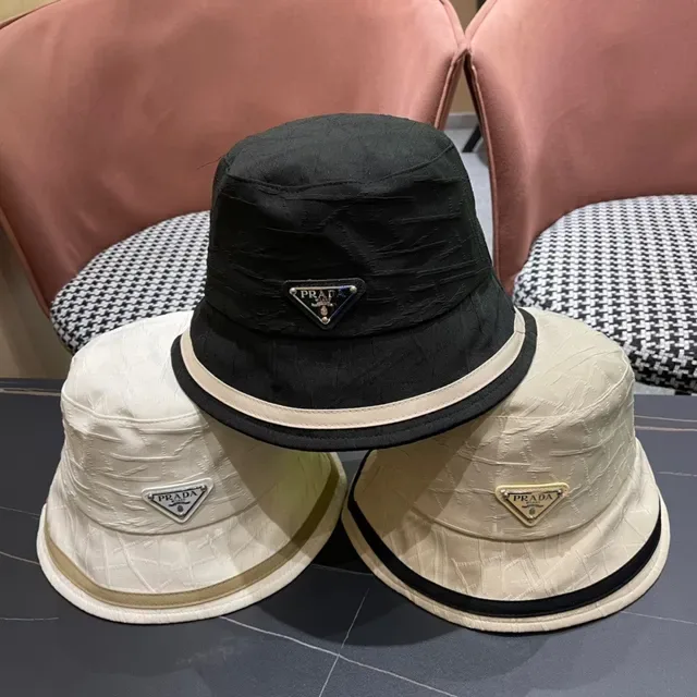 Prada বেইজ ব্রাউন স্ট্রাকচার্ড ফেব্রিক সেলাইয়ের টেক্সচার বাকেট হ্যাট 2