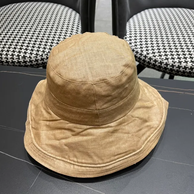 Prada Beige Sombrero de Cubo Texturizado de Lino de Ala Ancha 7