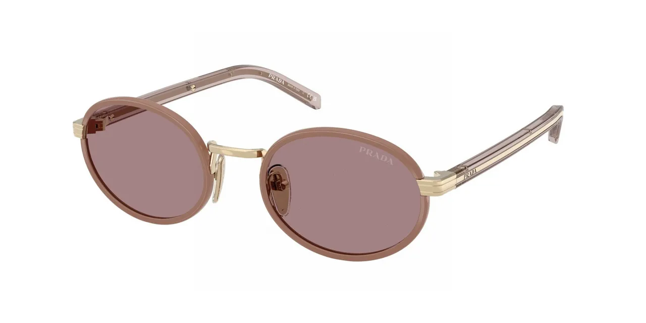 Prada Black Beige Oval Frame Thin Metal Construction Sunglasses 7