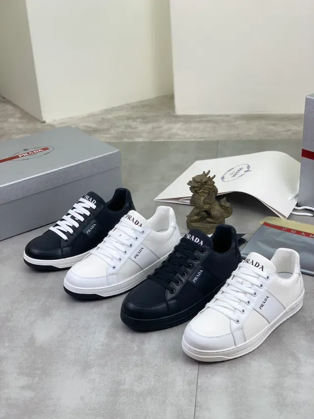 Prada Black Low-Top Leather-Paneled Lifestyle Sneakers 2