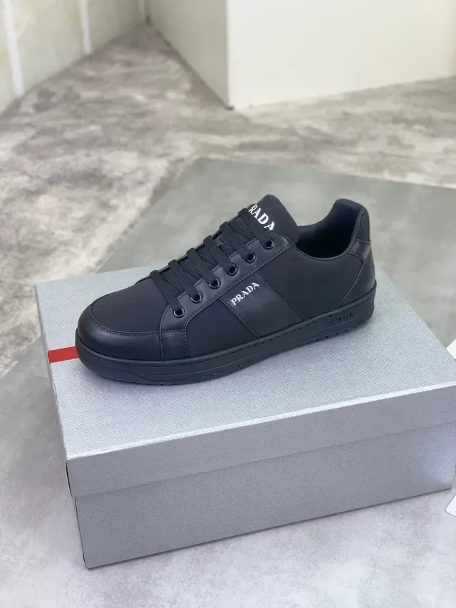 Prada Black Low-Top Leather-Paneled Lifestyle Sneakers 5