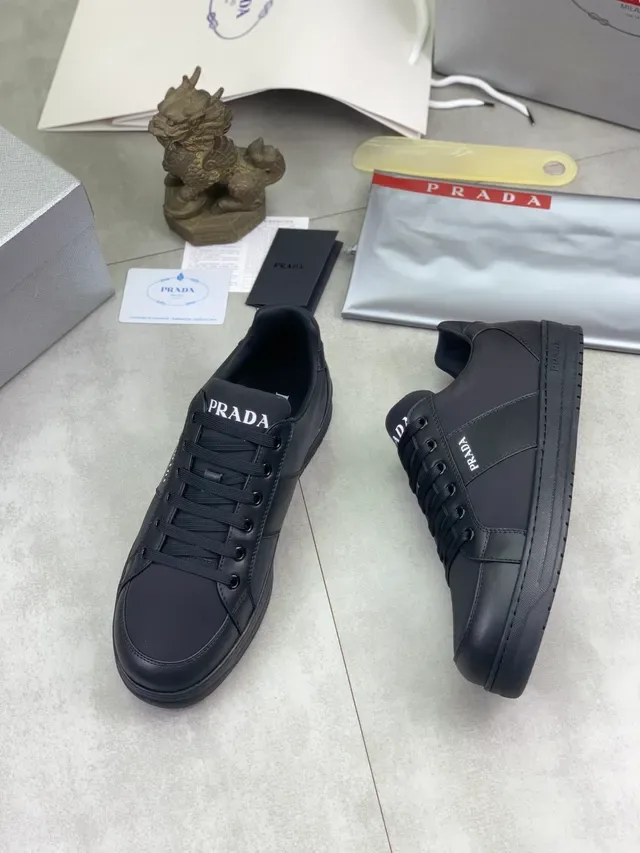 Prada Black Low-Top Leather-Paneled Lifestyle Sneakers 6
