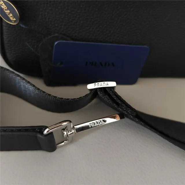 Prada Black White Structured Textured Leather Handbag 3