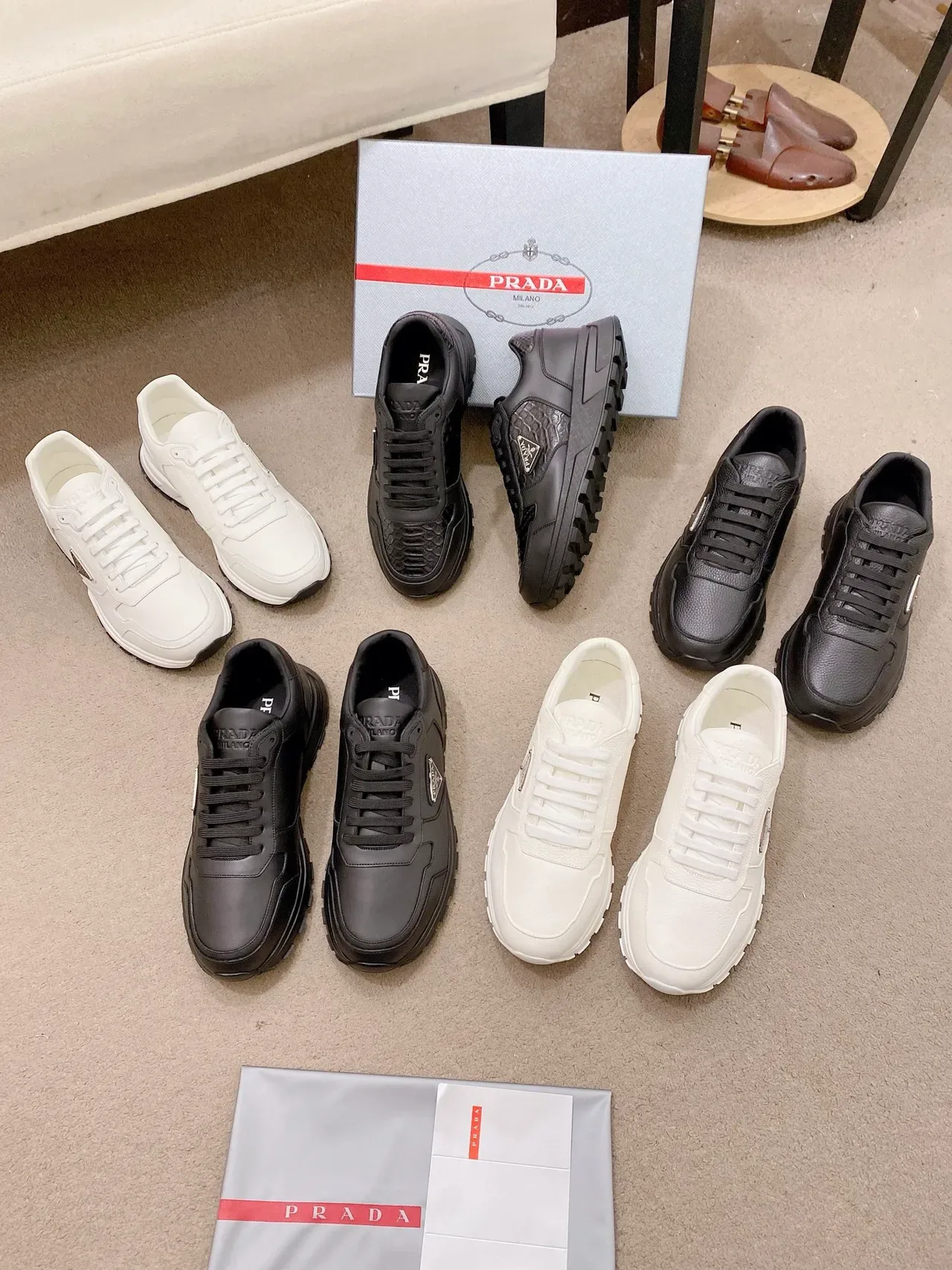 Prada Cloudbust Black Croc-Embossed Leather Lifestyle Sneaker 2