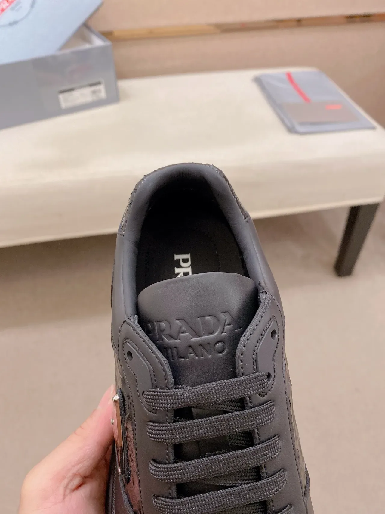 Prada Cloudbust Black Croc-Embossed Leather Lifestyle Sneaker 5
