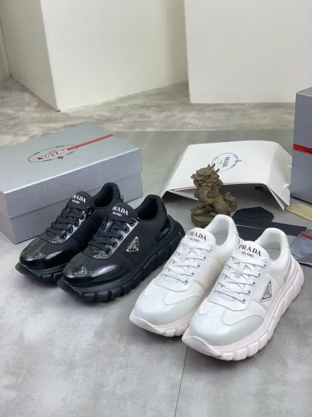 Prada Cloudbust Black Glossy Patent Leather Toe Matte Synthetic Overlays Lifestyle Sneakers 2