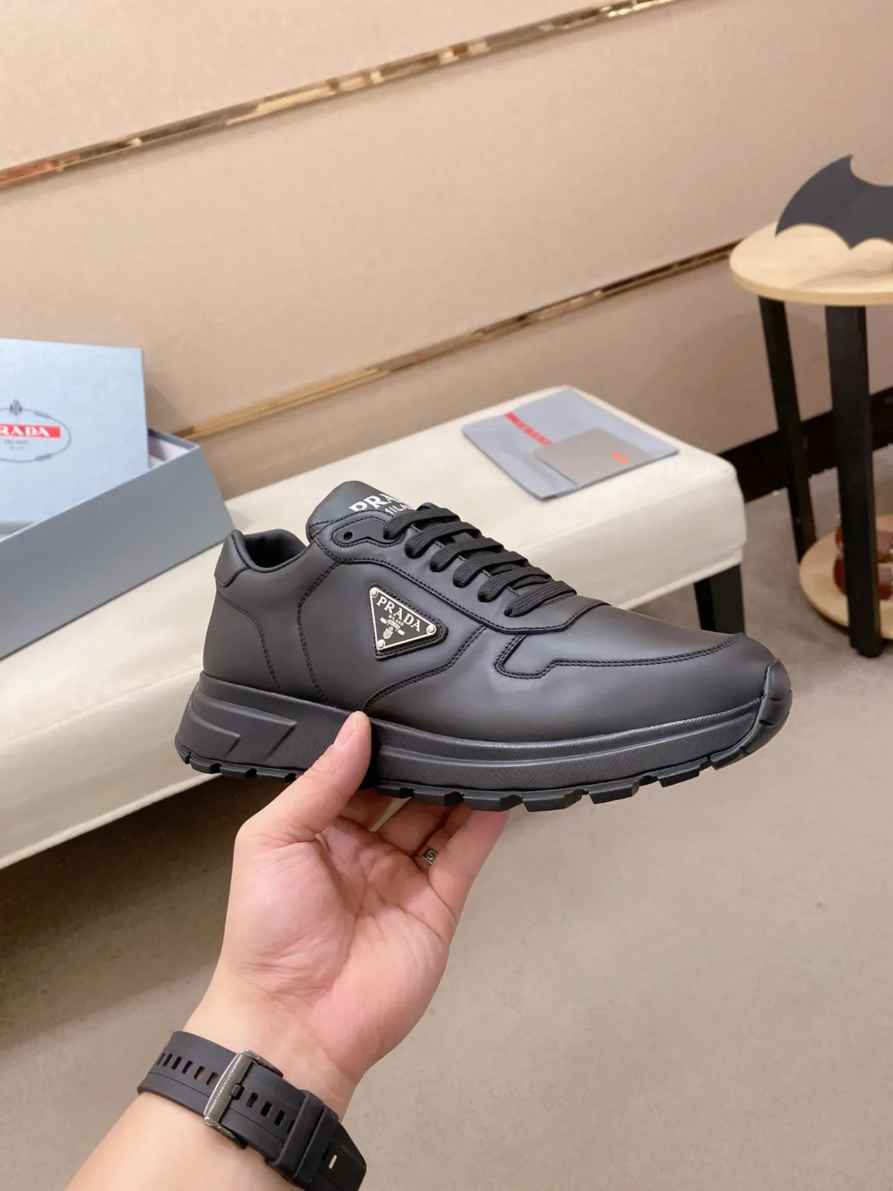 Prada Cloudbust Black Leather Lifestyle Sneakers 4