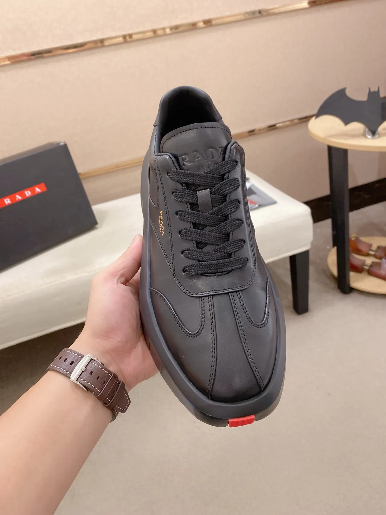 Prada Cloudbust Zapatos Lifestyle de Cuero Negro Panelados 5