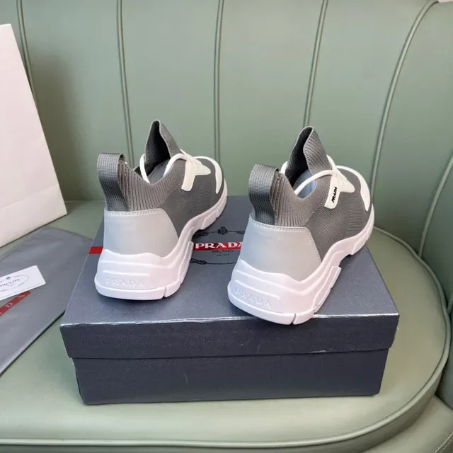 Prada Cloudbust Gray and White Knit Chunky Sneakers 6
