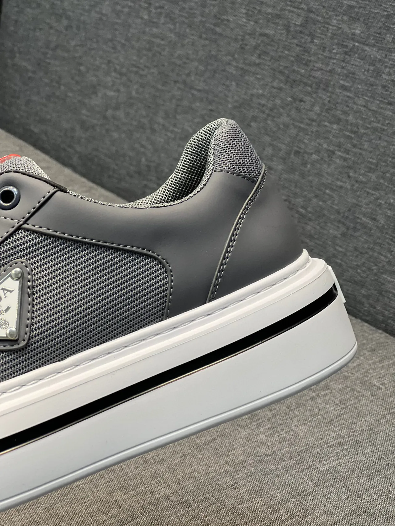 Prada Cloudbust Gray White Low-Top Platform Sneaker Mesh And Leather Upper Lifestyle Sneakers 8
