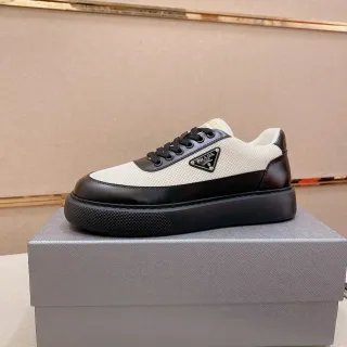 Prada Cloudbust Two-Tone Mesh and Leather Platform Lifestyle Sneakers