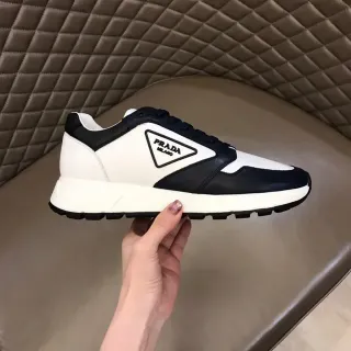Prada Cloudbust White and Navy sneakers lifestyle