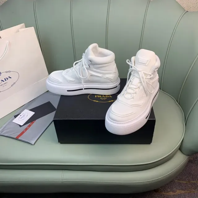 Prada Cloudbust White Black High-Top Platform Sole Chunky Sneakers 8