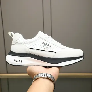 Prada Cloudbust White Black Perforated Upper Layered Platform Sole Lifestyle Sneakers