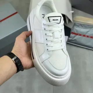 Prada Cloudbust সাদা কালো প্ল্যাটফর্ম সোল মিক্সড ম্যাটেরিয়াল আপার লাইফস্টাইল স্নিকার