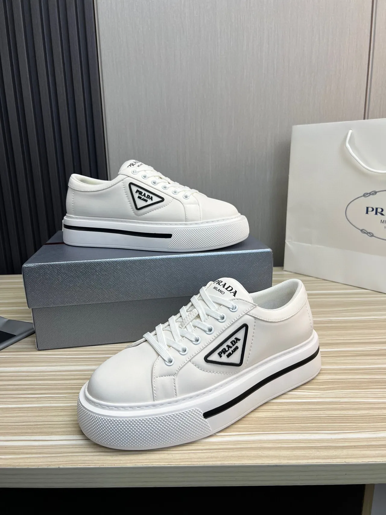 Prada Cloudbust White Platform Lifestyle Sneakers 4