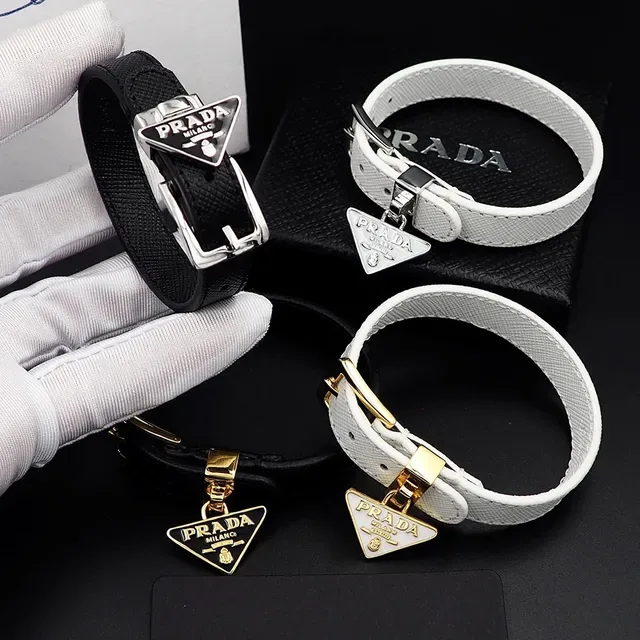 Bracelet Prada Saffiano Blanc Argent Fermeture Boucle Style Ceinture 3