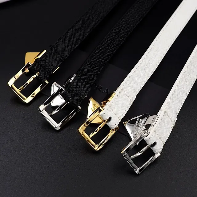 Bracelet Prada Saffiano Blanc Argent Fermeture Boucle Style Ceinture 5