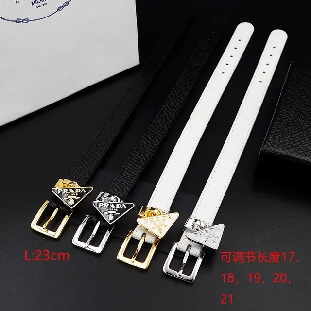 Bracelet Prada Saffiano Blanc Argent Fermeture Boucle Style Ceinture 7