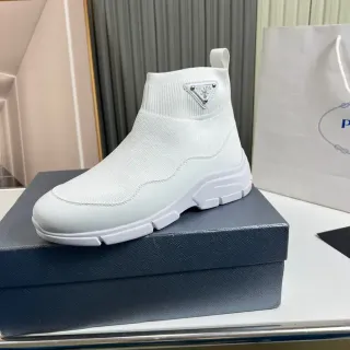 Prada Speed Trainer सफेद निट एंक्ल लाइफस्टाइल स्नीकर