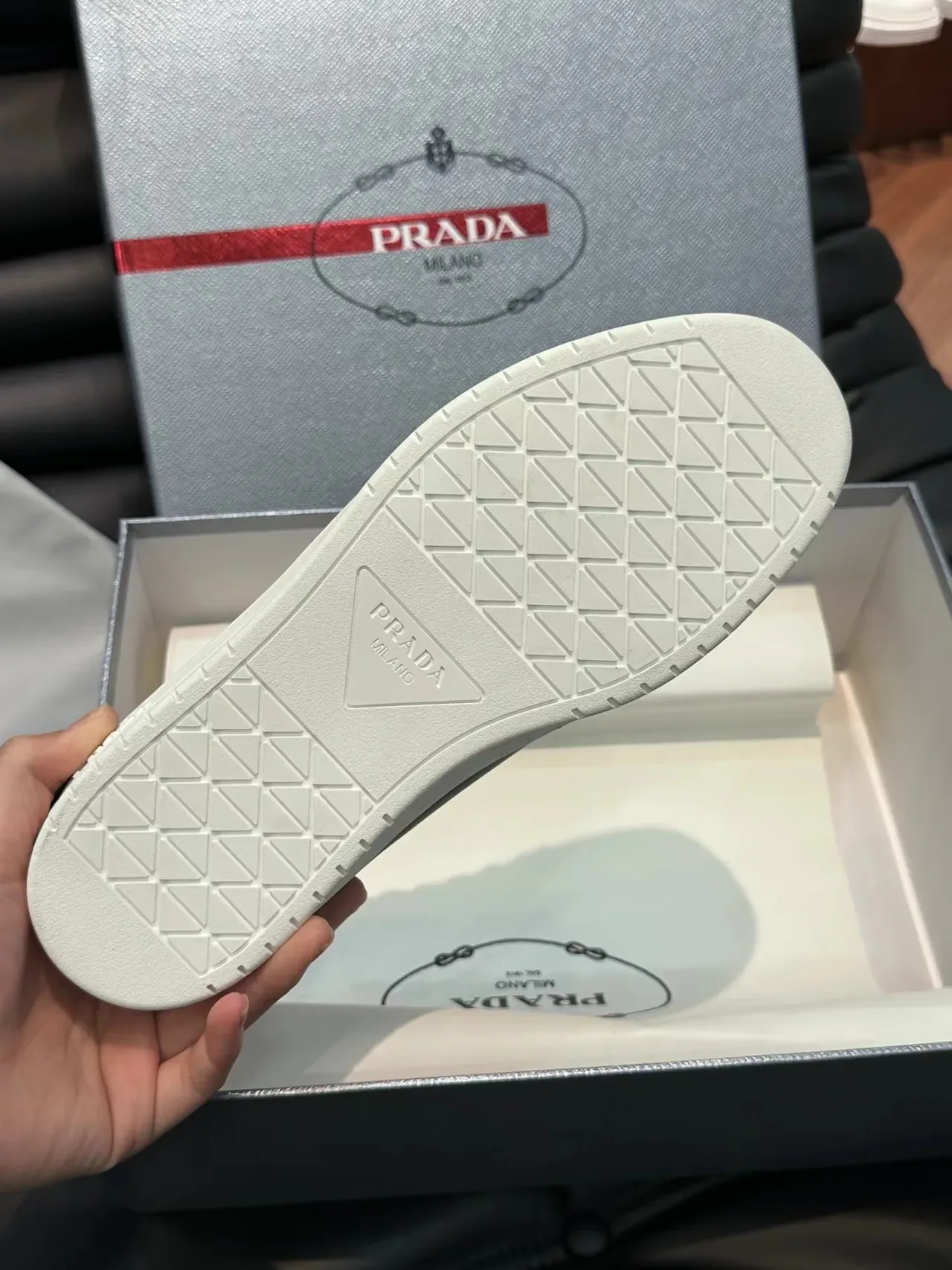 Prada White Black Leather Upper Low-Top Lifestyle Sneakers 2