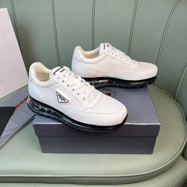 Prada Tênis Branco Preto Low-Top com Upper de Têxtil Estilo de Vida 6