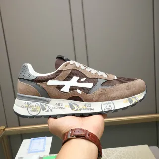 Premiata Brown and Gray Mixed-Material Lifestyle Sneaker