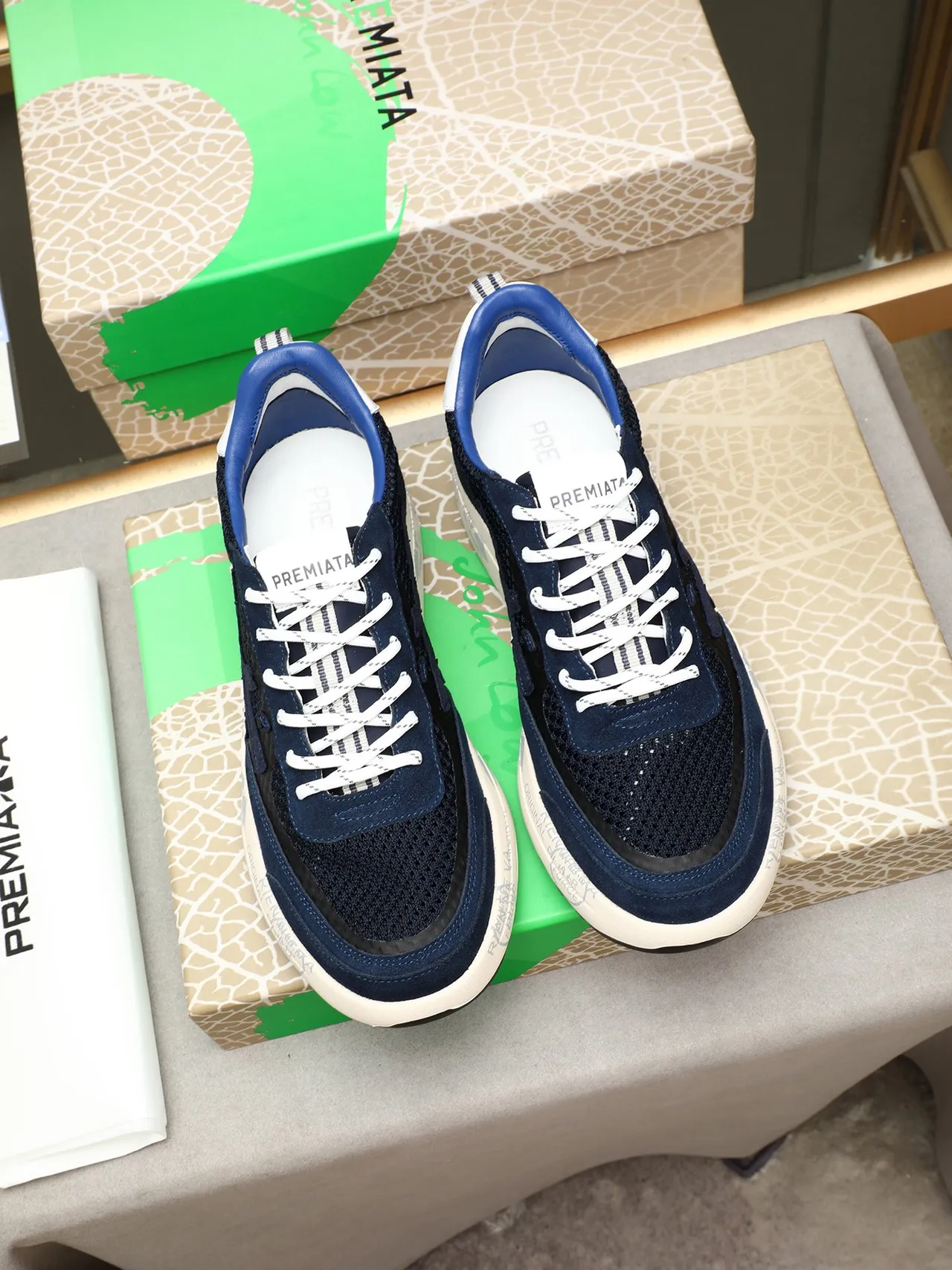 Premiata Navy Mesh-Suede sneakers lifestyle hybrides 2