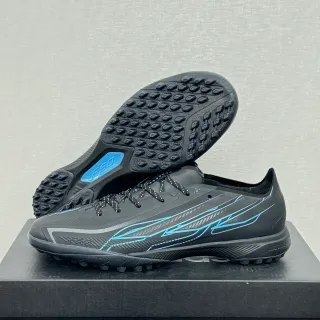 Puma Black Blue Low-Cut Synthetic Upper Cyan Lightning-Stripe Graphics Turf Soccer Shoes