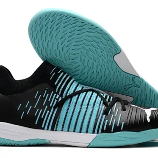Puma Future Z কালো নীল সক-ফিট কলার স্ট্রাইপড সিন্থেটিক আপার ইন্ডোর সকার শু