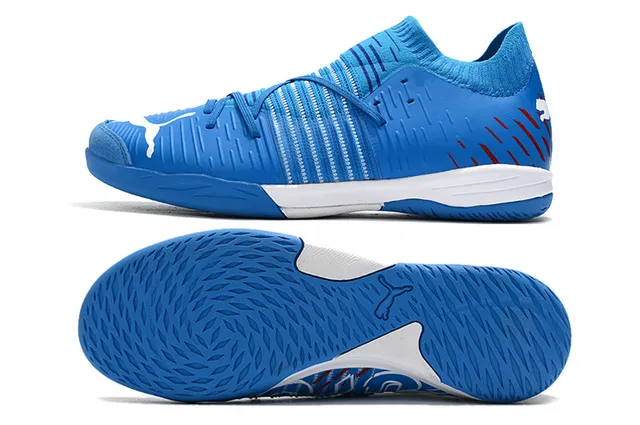 Puma Future Z أسود أزرق كمية جوارب مقاس مضبوط مخطط علوية اصطناعية أحذية كرة قدم داخلية 14