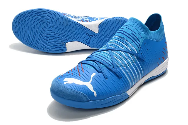 Puma Future Z أسود أزرق كمية جوارب مقاس مضبوط مخطط علوية اصطناعية أحذية كرة قدم داخلية 18