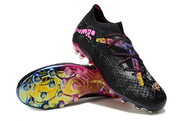 Puma Future Z أسود متعدد الألوان قماش علوي لوحة سول قزحي أرضية صلبة أحذية كرة القدم 4