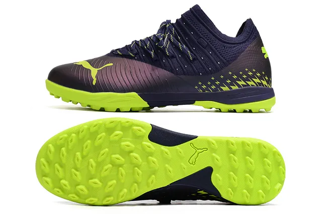 Puma Future Z Chaussures de football Turf en Navy Green avec upper en knit col asymétrique 5