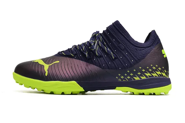 Puma Future Z Chaussures de football Turf en Navy Green avec upper en knit col asymétrique 8