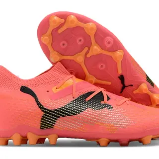 Puma Future Z Pink Orange Knitted Seamless Upper Asymmetrical Lacing Firm-Ground Soccer Shoes