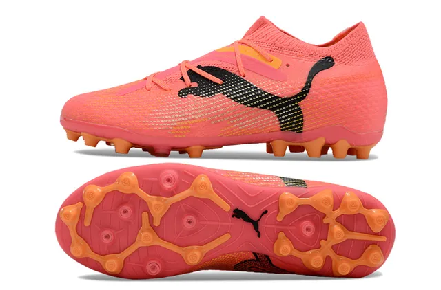 Puma Future Z وردي برتقالي صوف بدون تطريز ربط غير متماثل أرضية صلبة أحذية كرة القدم 5