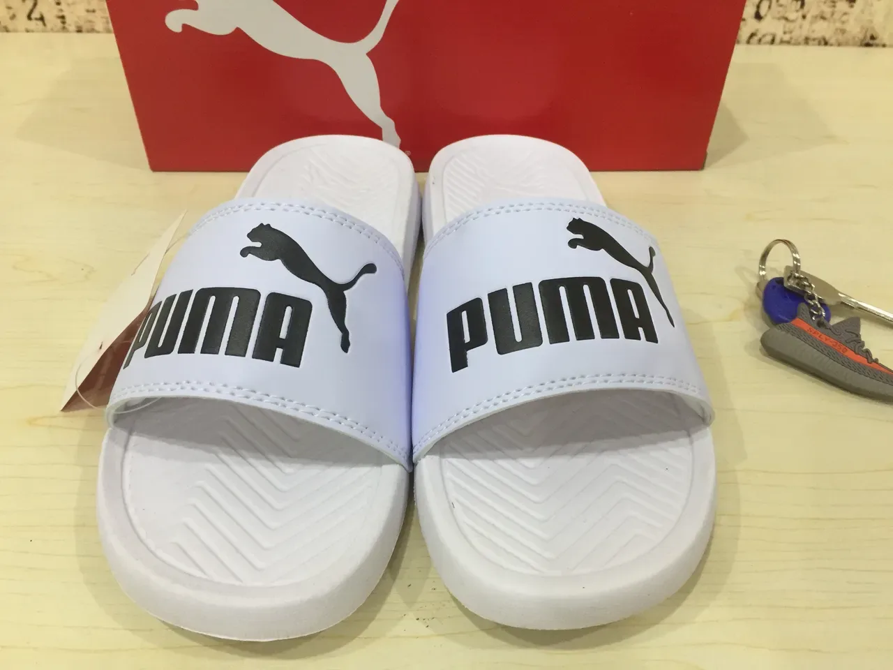 Puma Branco Preto Alça Única Plantilha Moldada Sandálias 4