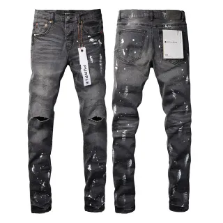 Purple Brand Jeans Cinza Escuro Com Salpicaduras De Tinta Distressed
