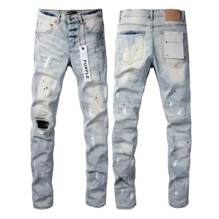Jeans slim-fit distressed com salpicância de tinta da marca Purple Brand